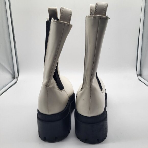 H&M DIVIDED Platform Boots Chunky Sole White Black Pull On Womens US 9.5/EU 41 - Picture 10 of 15